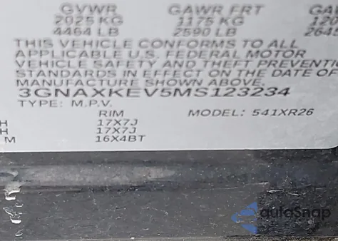 2021 Chevrolet Equinox Fwd Lt z USA, uszkodzony, nr VIN 3GNAXKEV5MS123234